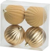 KERSTBALLEN SET 4 STUKS | KERSTVERSIERING | MAT VELVET GOUD | D8 CM | KUNSTSTOF