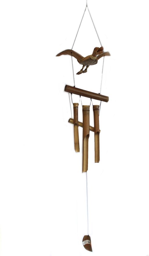 Ancient Wisdom - Decoratief beeld - Kokosnoot eend windgong - tuinaccessoire - wanddecoratie - cadeau - kunstobject - interieurdecoratie