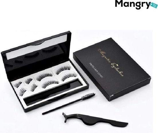 3D Magnetische Nepwimpers zonder lijm | 4 paar | Zwart | Magnetische wimpers | Magnetic fake eyelashes | Wimper set | Natuurlijke volle wimpers - Professional Eye Lash - Mangry - Merkloos