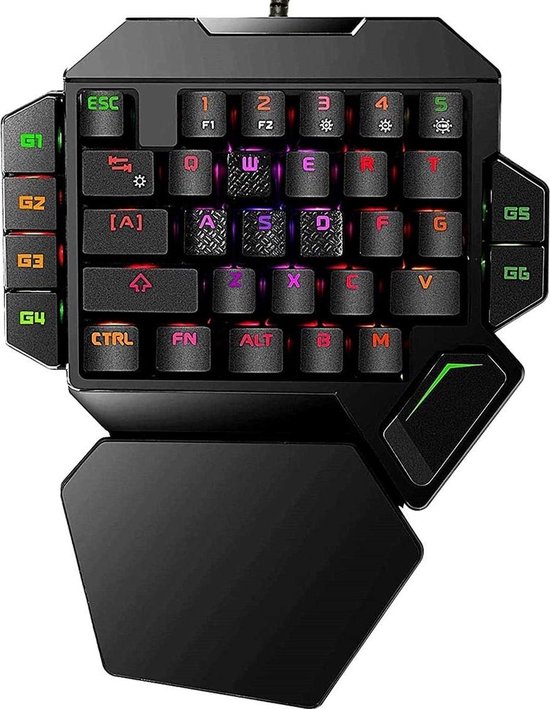 Elementkey MECHA1 – Mechanisch Toetsenbord – Draagbaar Gaming – Bedrade Keyboard met één hand – RGB-achtergrondverlichting – 35 toetsen – Zwart