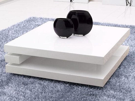 sofa Garantie riem Salontafel Moderne Design hooglans wit Tafel met opbergvak vierkant 100x100  | bol.com