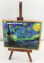 Schildersezeltje 16 cm hoog, met schilderijtje Sterrennacht / Starry night van Vincent van Gogh