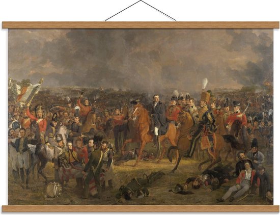 Schoolplaat – Oude Meesters - De Slag bij Waterloo, Jan Willem Pieneman, 1824 - 90x60cm Foto op Textielposter (Wanddecoratie op Schoolplaat)