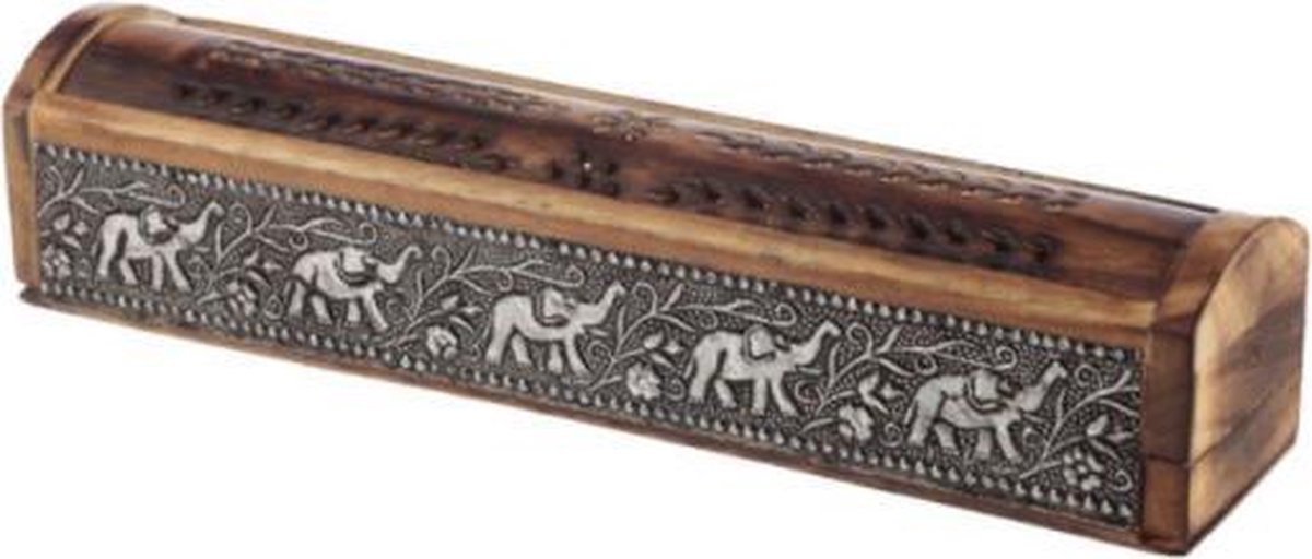 Mango Hout Olifant Wierookhouder Glijdeksel