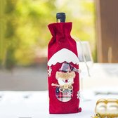 Cadeauverpakking Wijnfles Kerst | Wijnfleshoes Kerstman - Sneeuwpop | Wijnfleshouder Kerstdecoratie|