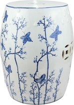 The Ming Garden Collection | Chinees Porselein | Porseleinen Tuinpoef Met Vlinders | Blauw & Wit