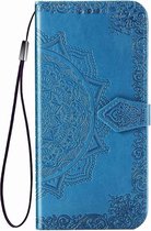 Bloem mandala blauw agenda book case hoesje Xiaomi Poco X3 NFC