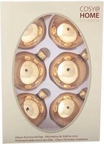 KERSTBALLEN SET 6 STUKS | KERSTVERSIERING | SHINY TOFFEE GOUD | 7CM | GLAS IN VENSTERDOOS
