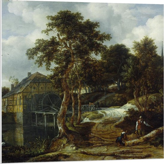 Forex - Oude Meesters - Paysage avec moulin à eau, Jacob Isaacksz van Ruisdael - 80x80cm Photo sur Forex
