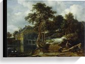 Canvas  - Oude Meesters - Landschap met watermolen, Jacob Isaacksz van Ruisdael - 40x30cm Foto op Canvas Schilderij (Wanddecoratie op Canvas)