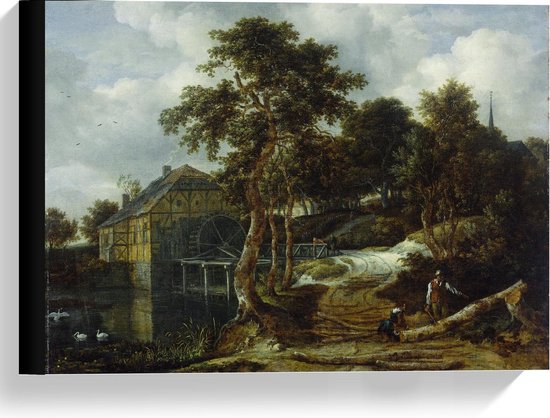 Toile - Oude Meesters - Paysage avec Moulin à Eau, Jacob Isaacksz van Ruisdael - 40x30cm Photo sur Toile Peinture (Décoration murale sur Toile)