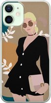 iPhone 12 mini hoesje siliconen - Abstract girl - Soft Case Telefoonhoesje - Print / Illustratie - Transparant, Multi