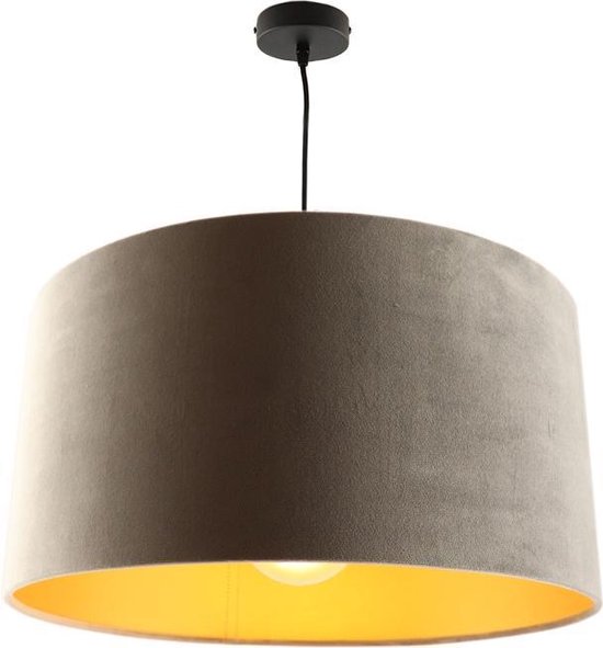 Olucia Urvin - Moderne Hanglamp - Stof - Goud;Grijs - Rond - 50 cm