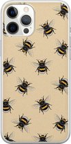 Leuke Telefoonhoesjes - Geschikt voor iPhone 12 Pro Max - Bijen print - Soft case - TPU - Geel
