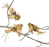 Viv! Christmas Kerstdecoratie - Gouden vogeltjes op clip - set van 3 - goud - 18cm