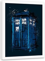 Foto in frame , Tardis Dr. Who ,  70x100cm , blauw wit zwart , wanddecoratie , Premium Print