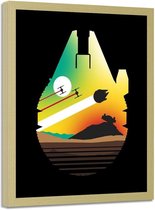 Foto in frame ,  Ontsnapping van Woestijnplaneet , 70x100cm , zwart oranje groen , wanddecoratie , Premium Print