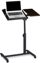 Bol.com Relaxdays Laptoptafel op wieltjes - hout - laptopstandaard - ook voor linkshandigen - zwart aanbieding