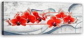 Schilderij Rode Orchidee, 120x40cm, rood/wit