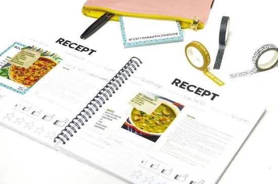 Receptenboek invulboek - Recepten verzamelboek - Receptenboek - kookboek - recepten notitieboek - recepten invulboek - bakken - snoep - chocolade - chips - Studio Ins & Outs