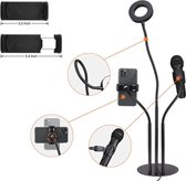 Universele 3-in-1 selfiestick &  Live-stream Fill Light Microfoonhouder Desktop Phone Stand voor iPhone Xiaomi - Selfie Stick Tripod - Selfiestick Universeel