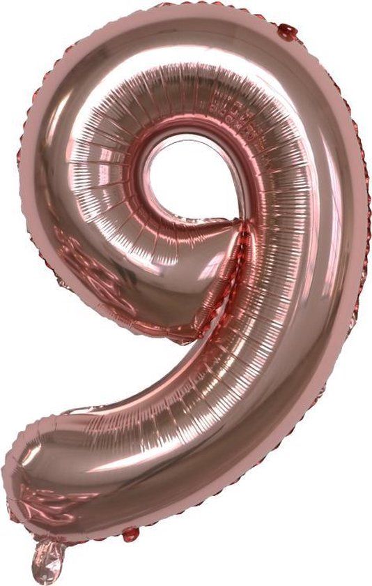Folie Ballonnen XL Cijfer 9 , Rose Goud, 86cm, Verjaardag, Feest, Party, Decoratie, Versiering, Miracle Shop