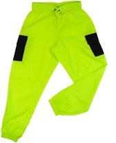 La Pèra Groene cargobroek met zwarte zakken Stoere fashion broek met elastische band - Maat S