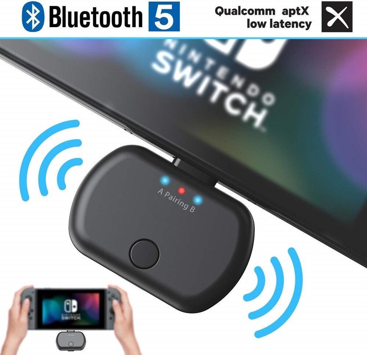 DrPhone NINDO AptX - USB Bluetooth 5.0 Audio Dongle - USB-C Adapter Geschikt voor Computer PC / Laptop / Nintendo Switch / TV / PS4 - DrPhone
