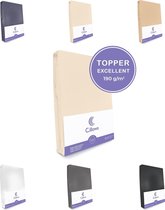 Cillows Excellent Jersey Hoeslaken voor Topper  - 160x200 cm - (tot 5/12 cm hoogte) – Creme