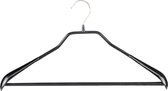[Set van 10] MAWA 42LS - metalen kledinghangers met brede schouders, broeklat en zwarte anti-slip coating