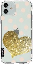Casetastic Apple iPhone 12 / iPhone 12 Pro Hoesje - Softcover Hoesje met Design - Glitter Heart Print