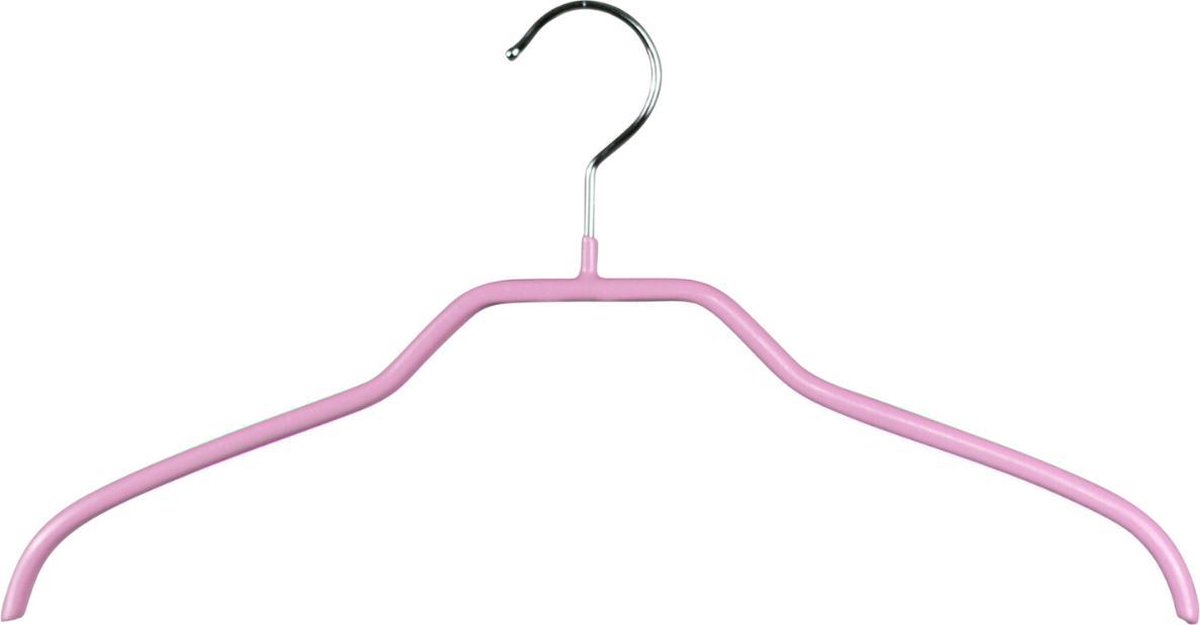 [Set van 5] MAWA 41F - metalen kledinghangers met roze anti-slip coating voor o.a. blouses, jurkjes en shirts