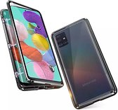 LitaLife Samsung Galaxy A51 Magnetic hoesje Zwart 360 graden hoesje - 2 in 1 gehard glas voor + achter -  Magnetisch hoesje