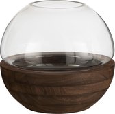 J-Line Vaas Rond Hout/Glas Donkerbruin