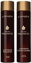 L'ANZA Keratin Healing Oil Duo - Lustrous Shampoo 300ml & Lustrous Conditioner 250ml