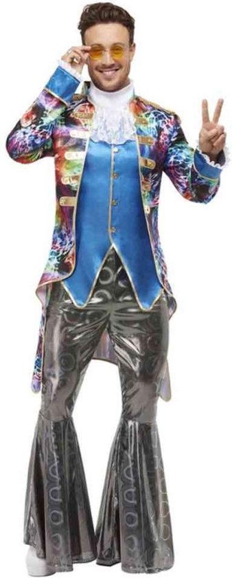 Smiffy's - Elton John Kostuum - Dansen Tussen De Kleuren Frackjas Man - Blauw, Multicolor - XL - Carnavalskleding - Verkleedkleding