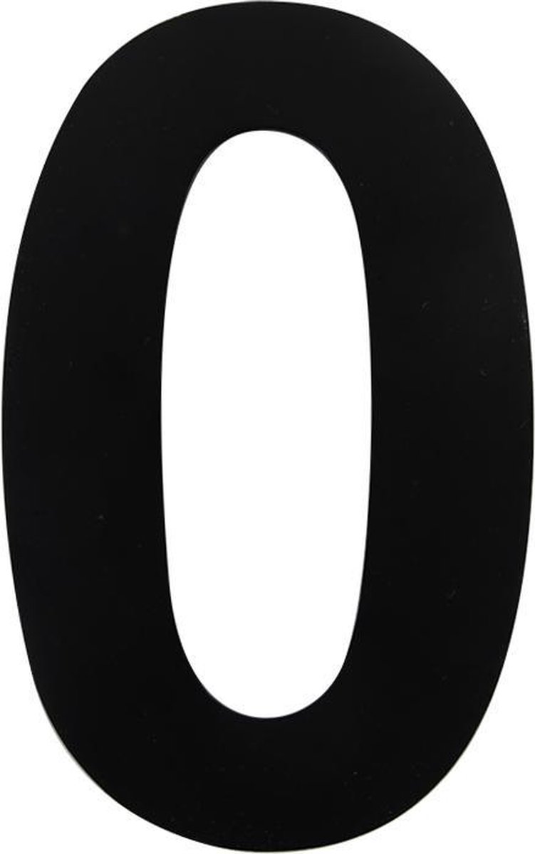 JDBOS ® Huisnummer zwart – Nr. 0 - RVS – 15 cm