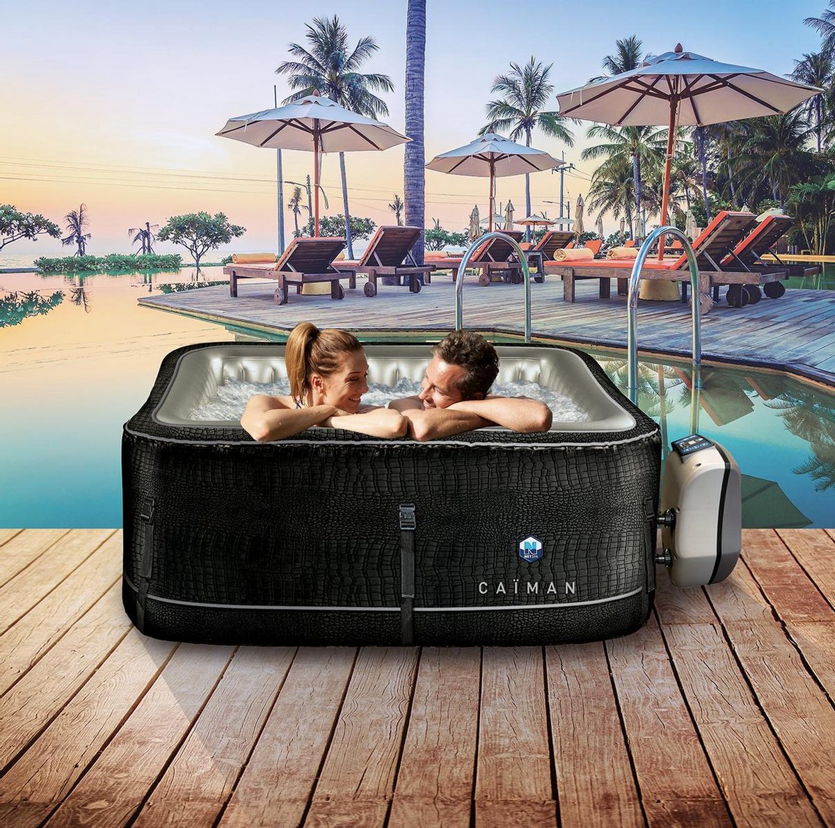 NetSpa Cayman Opblaasbare Jacuzzi 4 personen168 x168 x70cmmassage
