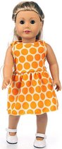 Poppenkleding meisje - Geschikt voor o.a. BABY born - Poppenkleertjes 43 cm - Jurkje geel met stippen