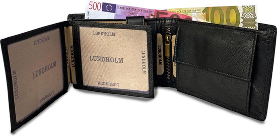 Lundholm - Leren portemonnee heren - Zwart - Lundholm