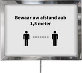 A4 Posterframe voor Afzetpaal - Schroefdraad Chroom