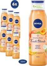 NIVEA Fresh Blends Apricot Douchegel - 6 x 300 ml - Voordeelverpakking
