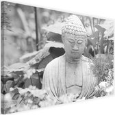 Schilderij Denkende boeddha, 2 maten, zwart-wit, Premium print