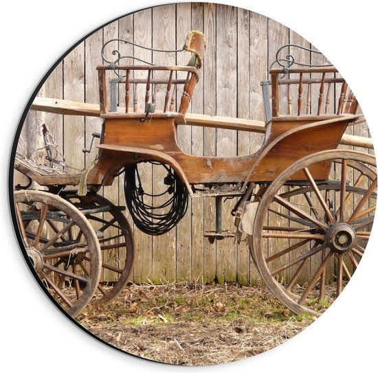 Dibond Wandcirkel - Oude Paard en Wagen - Foto op Aluminium Wandcirkel (met ophangsysteem)