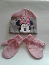 Minnie Mouse - Baby Muts & Handschoenen - oud-roze/grijs - 50 cm - Disney - 100% Acryl