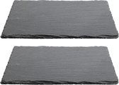 2x Leisteen serveerplanken/onderzetters 20 x 30 cm - Kaarsenplateaus - Hapjesplanken - Tapas - Kaasplankjes