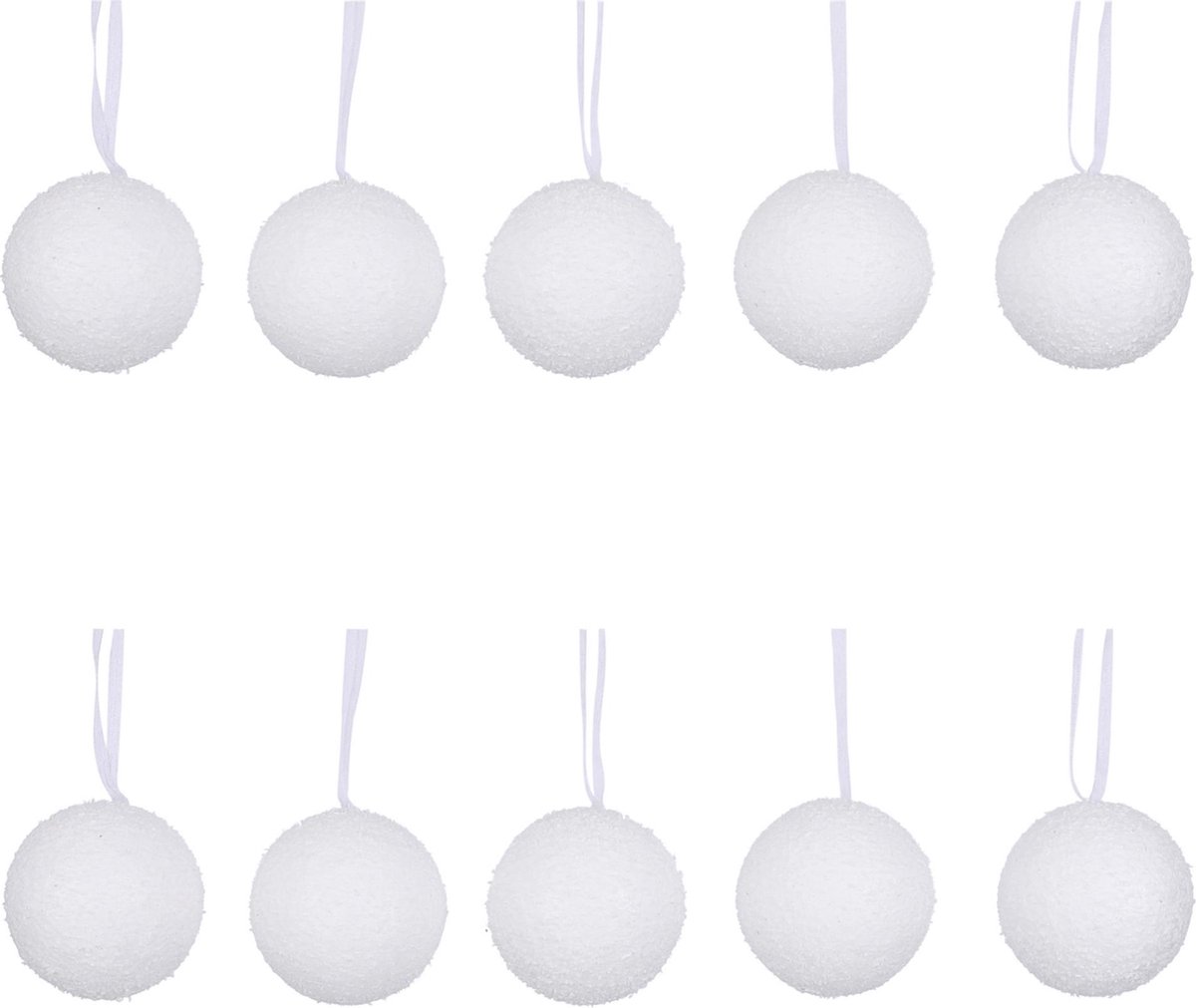 20x Witte sneeuw kerstballen van foam 6 cm - Kerstboomversiering/kerstversiering - Kerstballen/sneeuwballen wit