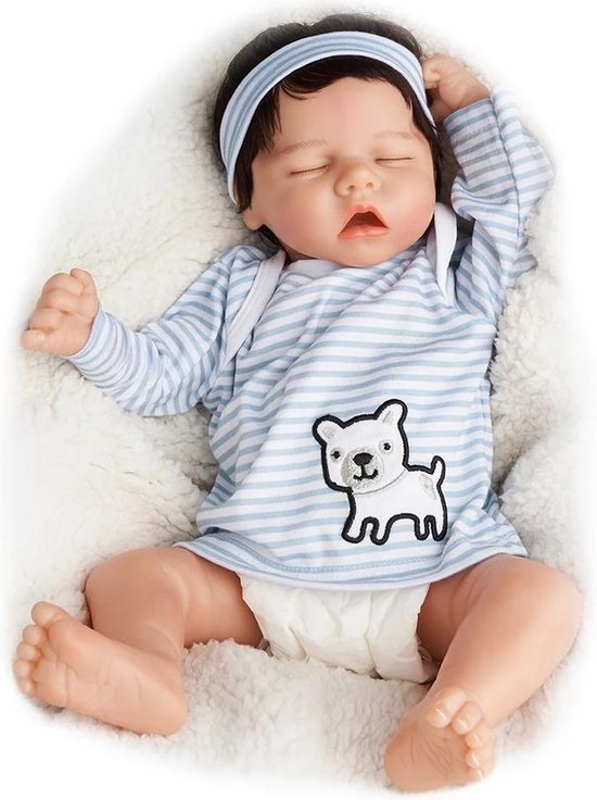 Poupée Reborn baby 'Milan' - 46 cm - Garçon avec outfit bleue et tétine -  Silicone... | bol.com