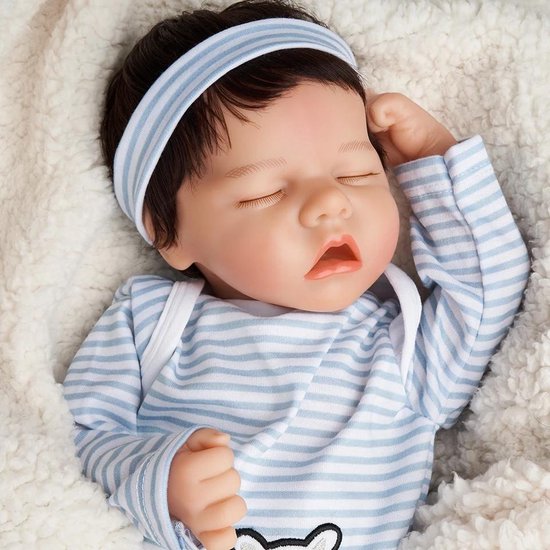 Poupée Reborn baby 'Milan' - 46 cm - Garçon avec outfit bleue et tétine -  Silicone... | bol