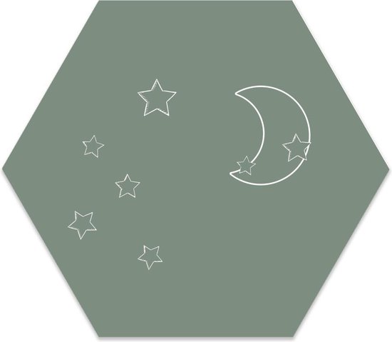 Muurhexagon kids maan sterren groen 24 x 20 cm